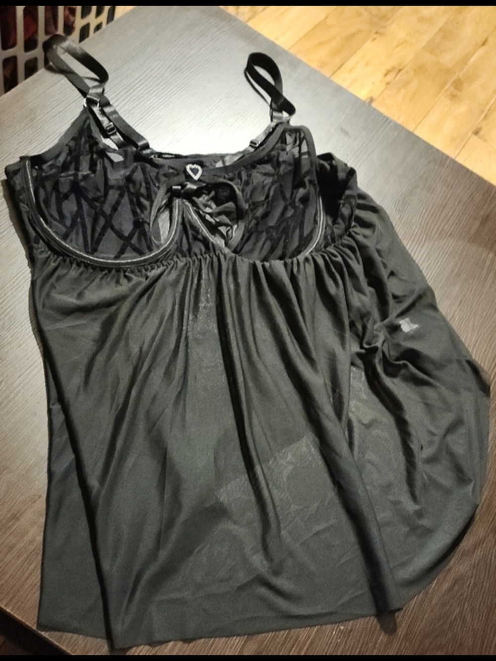 SHEIN Black Lace Trim Babydoll Chemise